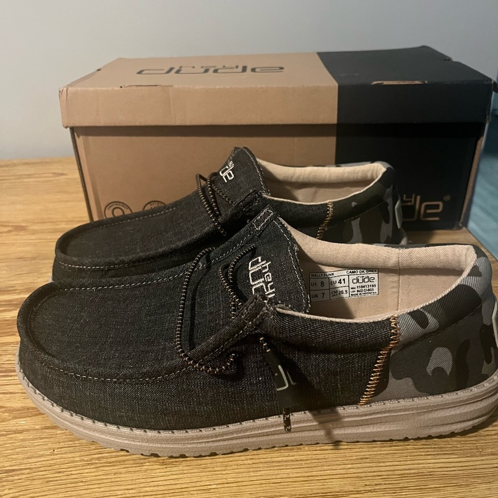 Hey Dude Black and Gray Men's Loafers